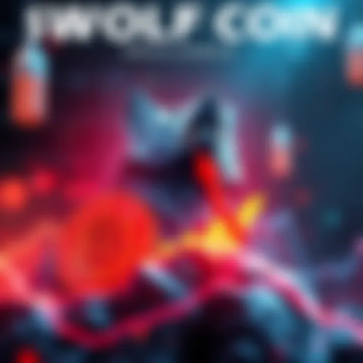 A visual representation of $WOLF coin thriving amidst a backdrop of a declining market, symbolizing stability and strength with upward trends in the graph.