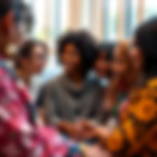 A group of diverse women discussing Web3 topics at an AMA event, sharing ideas and inspiration on International Women's Day.