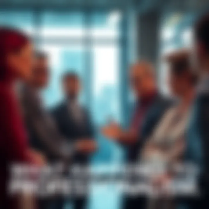 People discussing professionalism A group of people in an office setting engaged in a serious conversation about workplace professionalism and conduct.