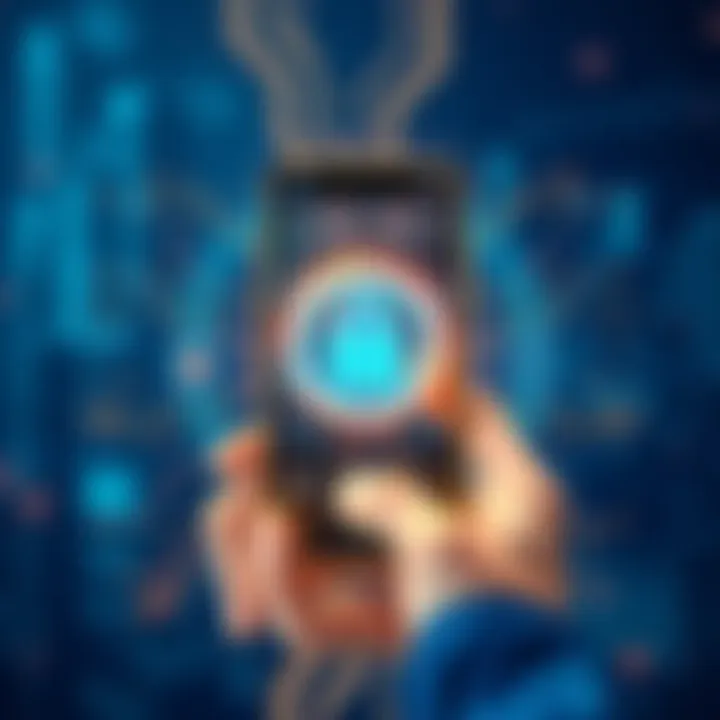 Illustration showing a smartphone with a secure data processing interface, highlighting user privacy solutions by Worldcoin.