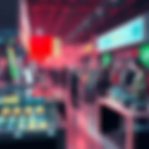 A digital representation of the XMR Bazaar online marketplace, featuring products and users interacting