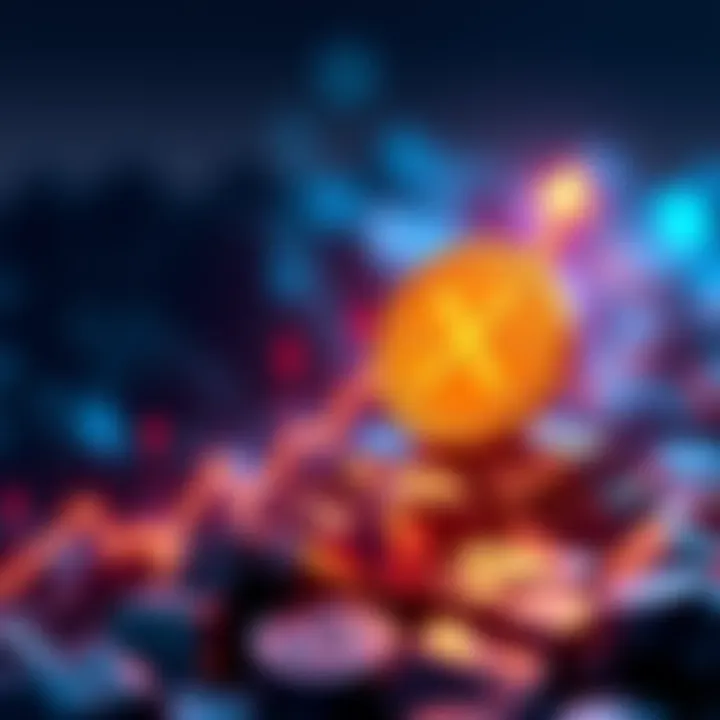 Illustration of XRP coin with a graph showing upward trends, symbolizing its growth potential by 2026.