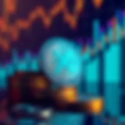 A stack of XRP coins with a digital background representing cryptocurrency investment.