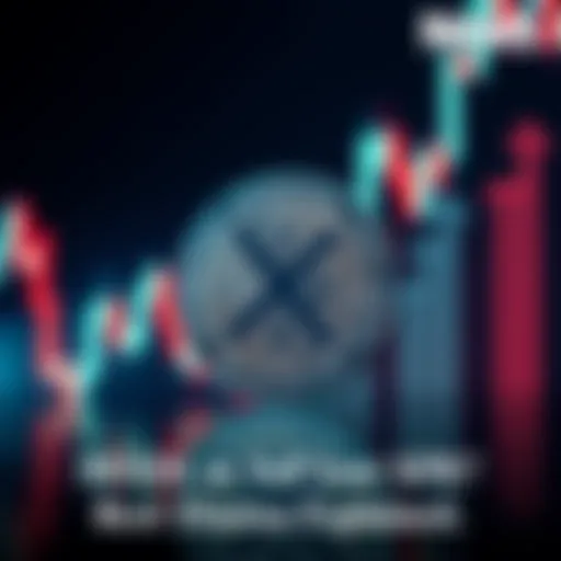 A visual of an XRP coin in front of a graph showing price fluctuations, representing investment decisions