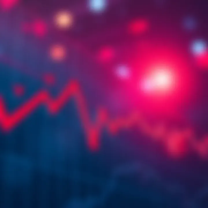 A chart showing the declining price of XRP with red arrows indicating drops.