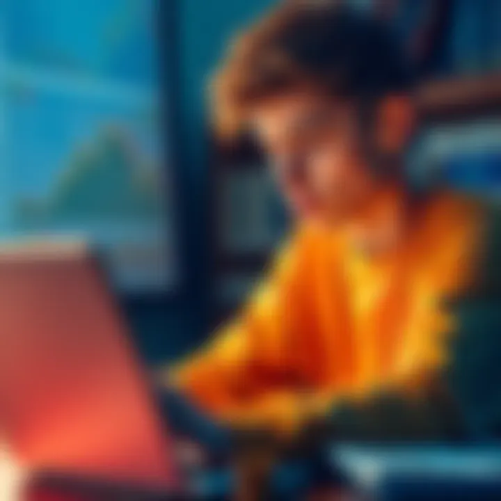 A 20-year-old finance student looking at Bitcoin charts on a laptop, reflecting on cryptocurrency investments, with financial books in the background.