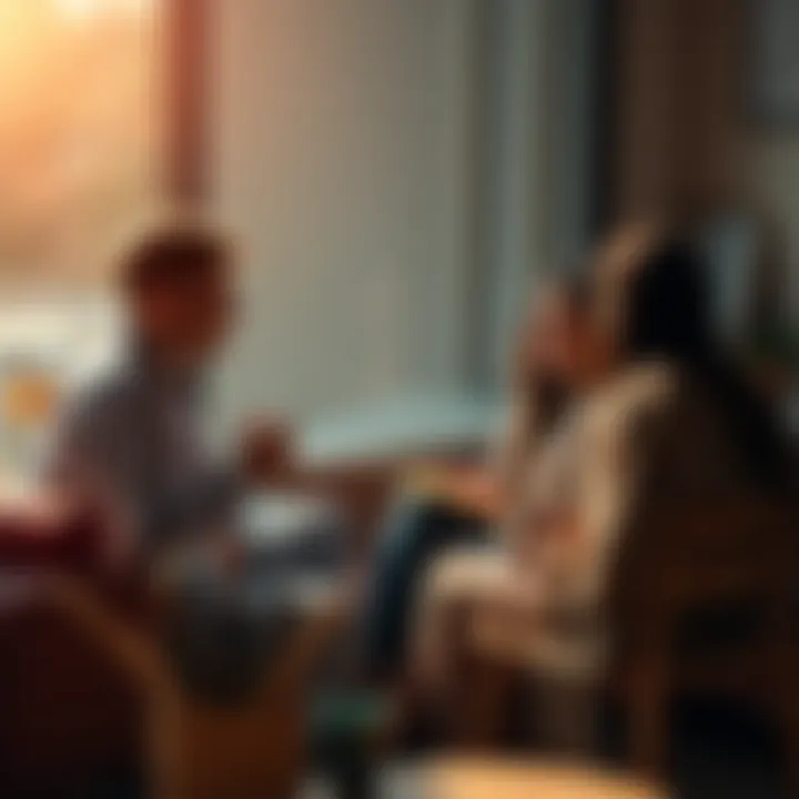 Young adults discussing relationships A group of young adults sitting in a circle, engaging in a deep conversation about relationships and love, with books and coffee cups around them.