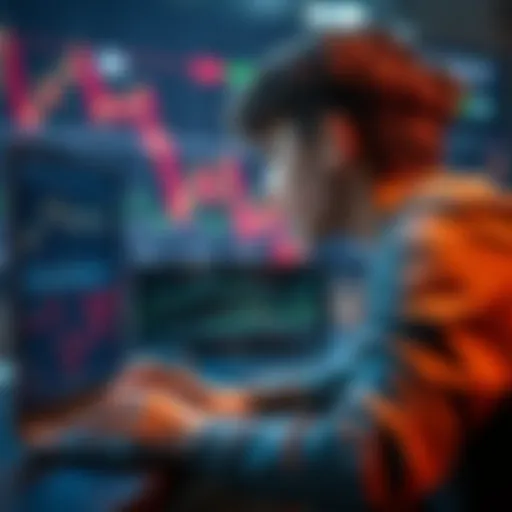 A 17-year-old looking at a laptop screen, pondering which cryptocurrency to swap Litecoin for, with charts and graphs displayed, symbolizing market analysis.