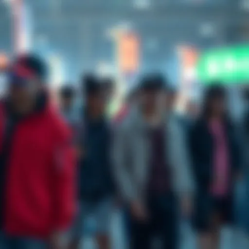A group of young people engaging in trendy activities, showcasing modern youth culture and style.