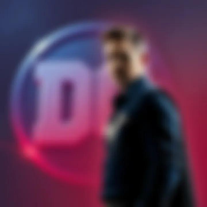Zack Snyder stands confidently in front of the DC Universe logo, symbolizing his influence on the franchise