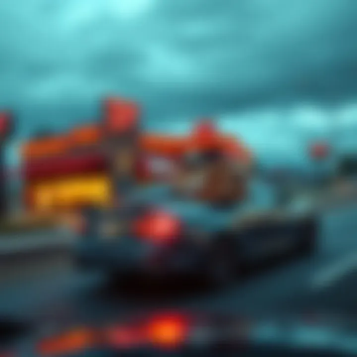Delivery car with Zaxby's bag driving away from a restaurant 50 miles away